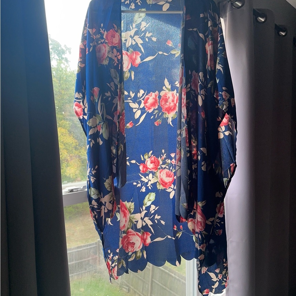 Floral Kimono with Pink Roses